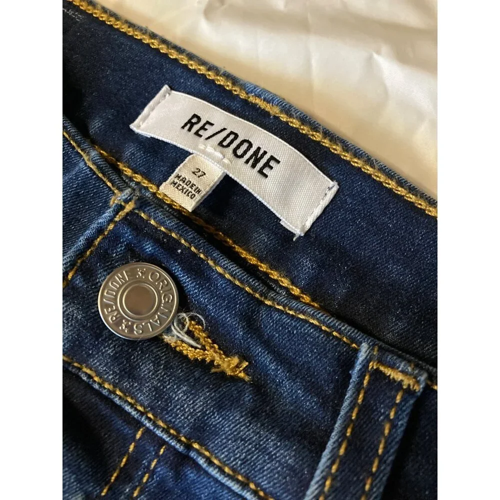 Re/Done 70s High-Rise Stove Pipe Jeans - Deep Faded Blue, Size 27, New with Tags - Picture 7 of 7